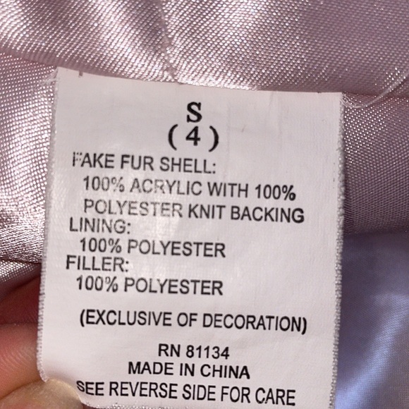 Oh So Cute! girls 4 Light Pink Faux Fuzzy Coat - Picture 7 of 7